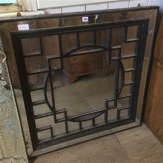 Old Chinese lacquer wall mirror 3x3 approx (a/f)